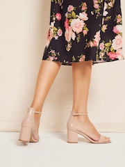 Friends Like These Nude Wide FIt Block Ankle Strappy Mid Heeled Sandal - Image 4 of 4