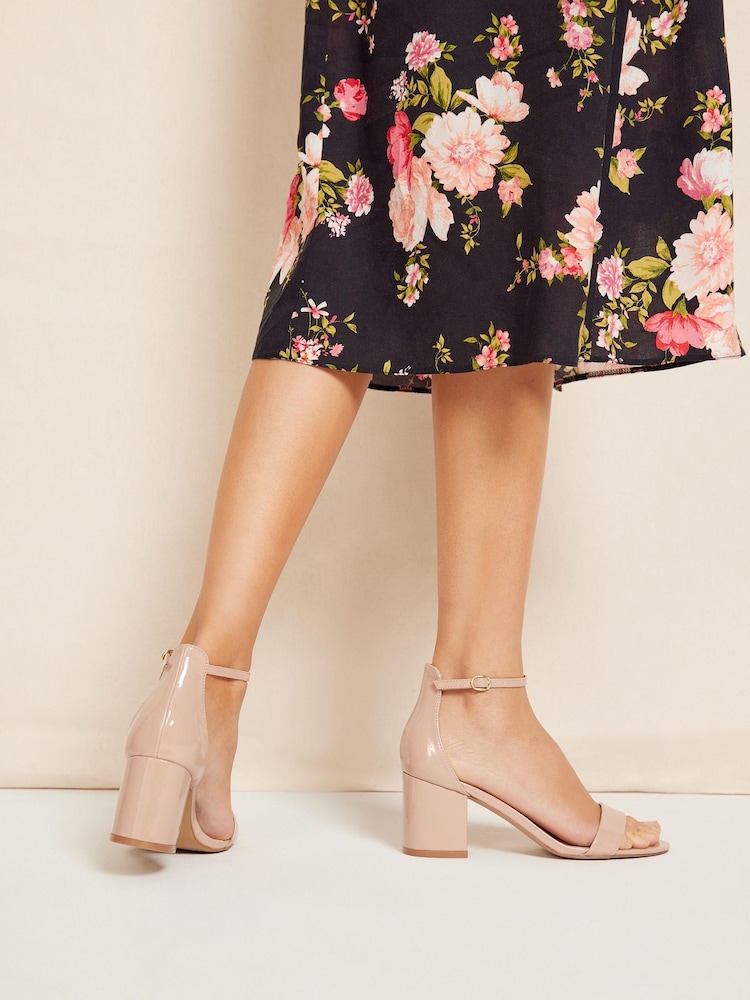 Friends Like These Nude Wide FIt Block Ankle Strappy Mid Heeled Sandal - Image 4 of 4 Friends Like These Nude Wide FIt Block Ankle Strappy Mid Heeled Sandal - Image 4 of 4