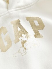 Gap White and Gold Metallic Disney Mickey Mouse Graphic Hoodie - Image 3 of 4