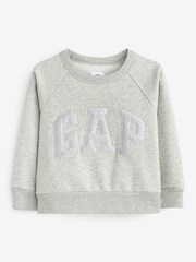 Gap Grey Glitter Logo Crew Neck Sweatshirt - Image 1 of 3
