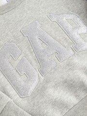 Gap Grey Glitter Logo Crew Neck Sweatshirt - Image 3 of 3