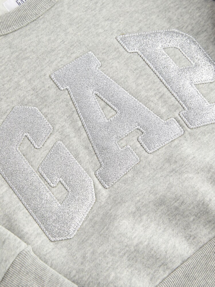 Gap Grey Glitter Logo Crew Neck Sweatshirt - Image 3 of 3