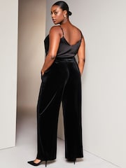 Lipsy Black Curve Velvet High Waisted Tailored Suit Trousers - Image 2 of 4
