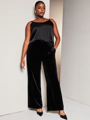 Lipsy Black Curve Velvet High Waisted Tailored Suit Trousers - Image 3 of 4