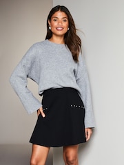 Lipsy Black Petite Flippy Mini Skater Skirt - Image 1 of 4