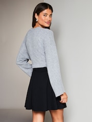 Lipsy Black Petite Flippy Mini Skater Skirt - Image 2 of 4