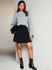 Lipsy Black Petite Flippy Mini Skater Skirt - Image 3 of 4