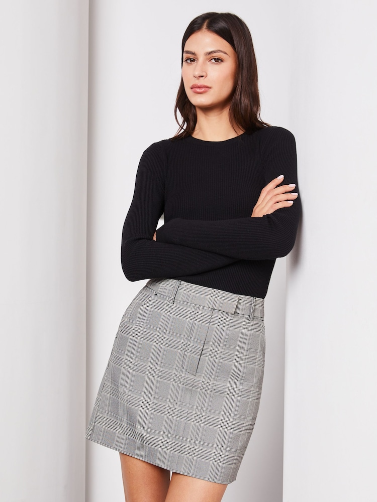 Lipsy Black Grey Check Mini skirt - Image 1 of 4