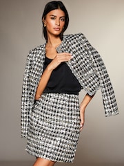 Lipsy Black White Tailored Sequin  Boucle Mini Skirt - Image 1 of 4