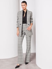 Lipsy Black Grey Check Smart Bootleg Kick Flare Trousers - Image 3 of 4