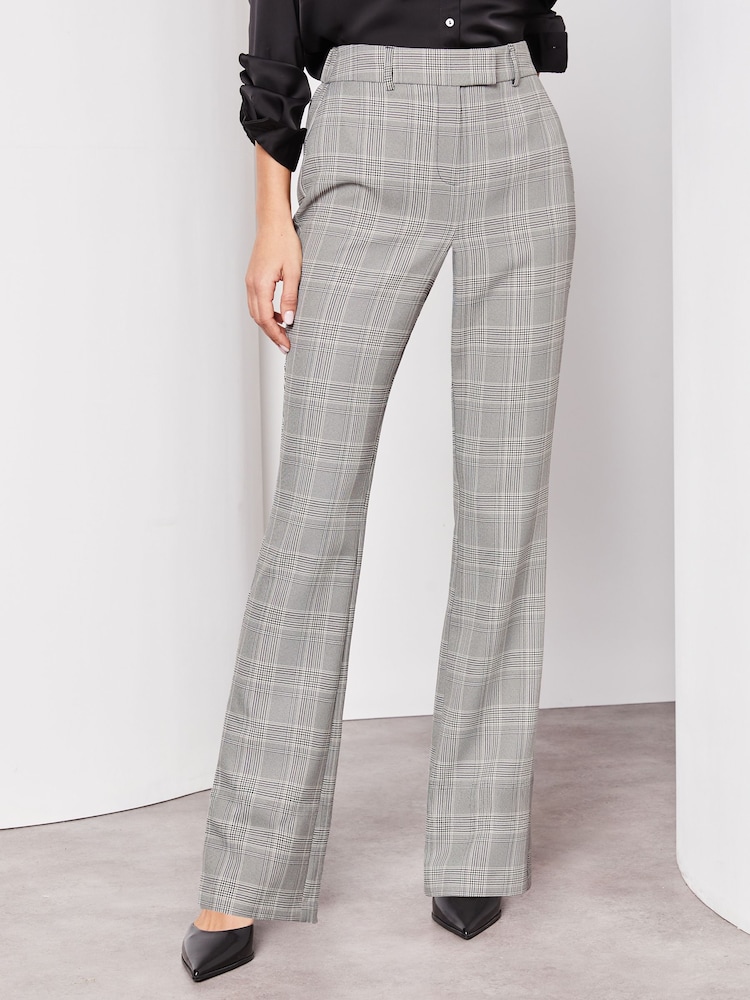 Lipsy Black Grey Check Smart Bootleg Kick Flare Trousers - Image 4 of 4 Lipsy Black Grey Check Smart Bootleg Kick Flare Trousers - Image 4 of 4