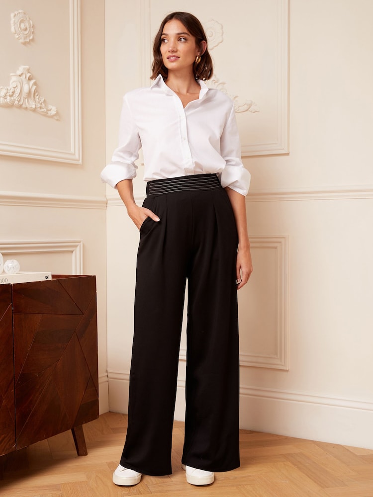 Love & Roses Black Jersey Wide Leg Trousers - Image 2 of 4