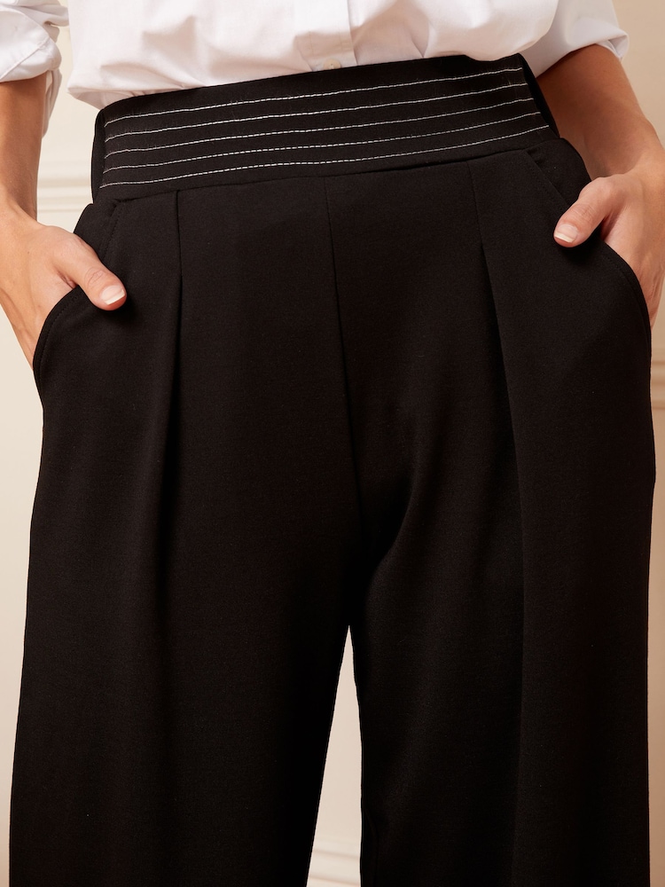 Love & Roses Black Jersey Wide Leg Trousers - Image 4 of 4