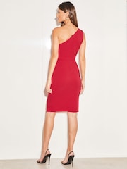 Lipsy Red One Shoulder Drape Midi Dress - Image 2 of 4