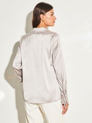 Lipsy Silver Satin Button Through Shirt - Image 2 of 4