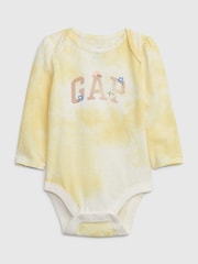 Gap Yellow Tie Dye Tie Dye Logo Long Sleeve Baby Bodysuit - Image 1 of 3