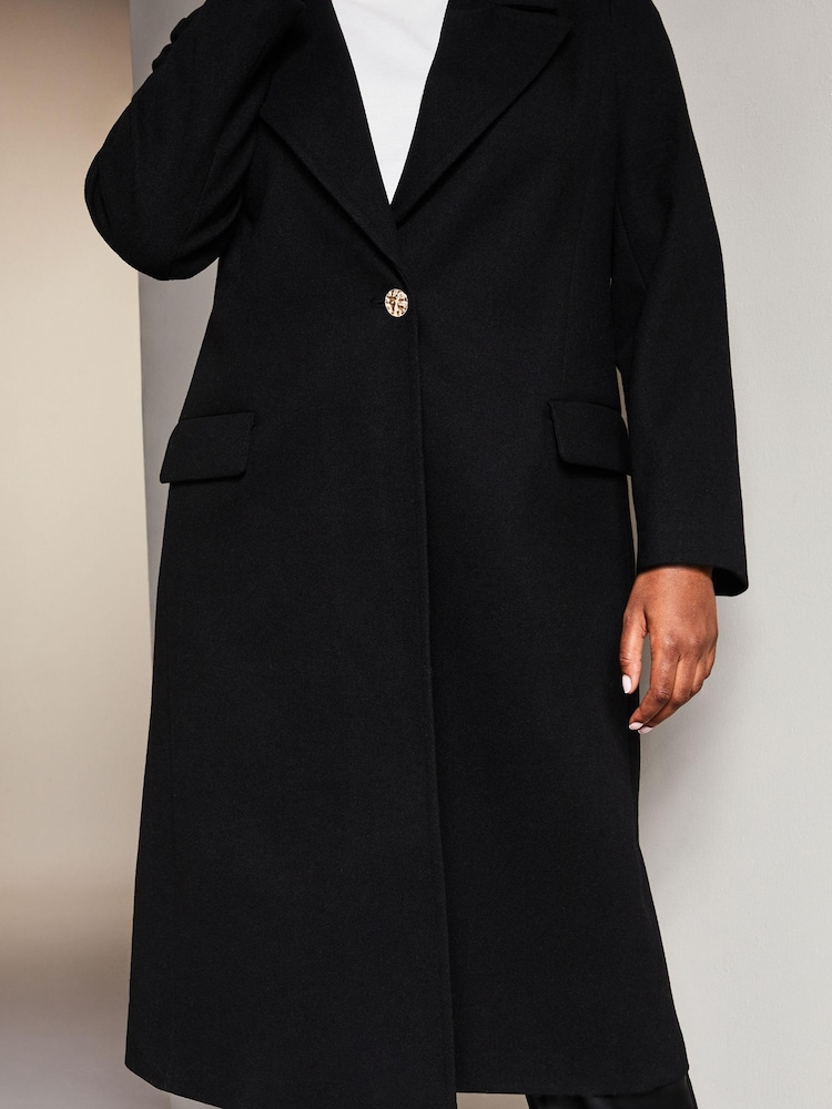 Lipsy Black Curve Single Button Long Tailored Coat - Image 4 of 4