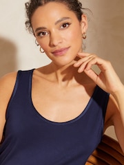 Love & Roses Navy Blue Jersey Scoop Neck Vest Top - Image 3 of 4