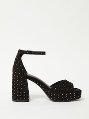 Friends Like These Black Gem Platform Mid Block Heel Sandal - Image 5 of 8