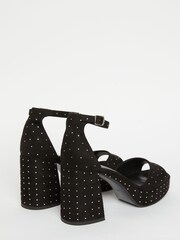 Friends Like These Black Gem Platform Mid Block Heel Sandal - Image 6 of 8