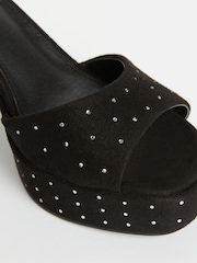 Friends Like These Black Gem Platform Mid Block Heel Sandal - Image 8 of 8