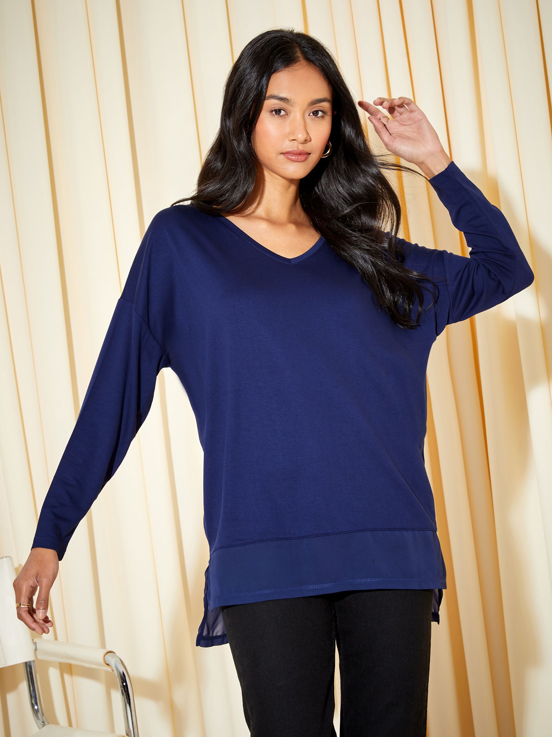 Navy blue chiffon top online