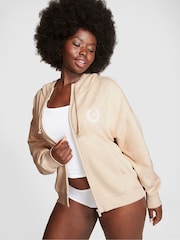Victoria's Secret PINK Canvas Cream Zip Up Hoodie - Image 1 of 3