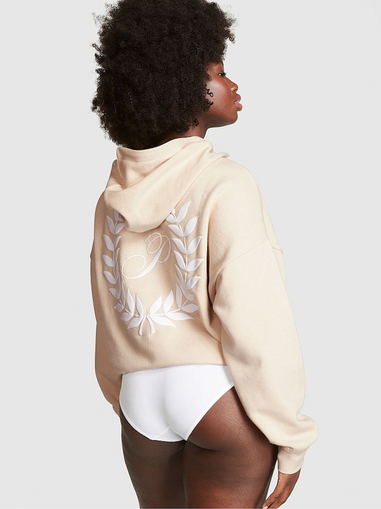 Victoria's Secret PINK Canvas Cream Zip Up Hoodie - Image 2 of 3