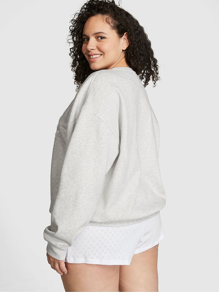 Victoria's Secret PINK Heather Stone Grey Fleece Sweatshirt - Image 2 of 3 Victoria's Secret PINK Heather Stone Grey Fleece Sweatshirt - Image 2 of 3