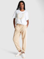 Victoria's Secret PINK Canvas Cream Fleece Cuffed Jogger - Image 1 of 3