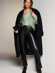 Lipsy Green Ruffle Placket Long Sleeve Button Through Shirt - Image 3 of 4