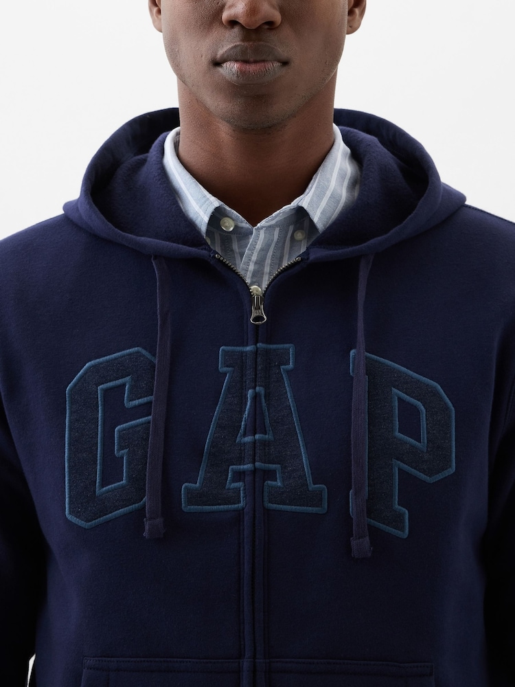 Gap Navy Blue Logo Zip Up Hoodie - Image 3 of 4
