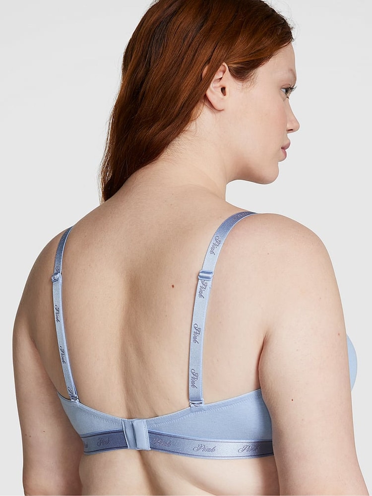 Victoria's Secret PINK Blue Harbor Lightly Lined Demi Cotton Logo Bra - Image 2 of 3