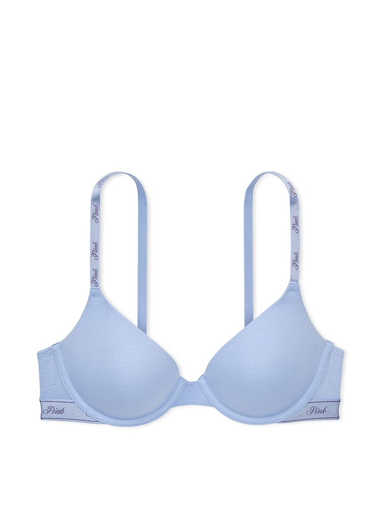 Victoria's Secret PINK Blue Harbor Lightly Lined Demi Cotton Logo Bra - Image 3 of 3