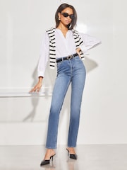 Lipsy Mid Blue Sculpt High Waist Straight Leg jeans - Image 3 of 4