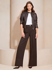 Lipsy Black Collarless Leather Jacket - Image 3 of 4