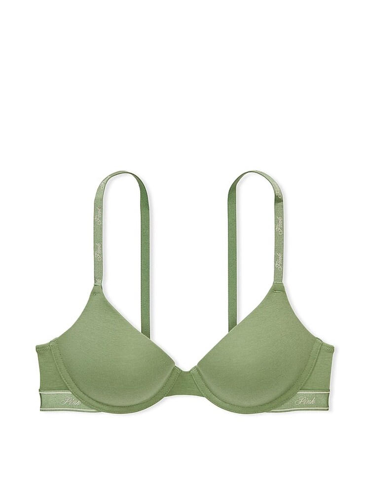 Victoria's Secret PINK Green Wild Grass T Shirt Cotton Logo Bra - Image 3 of 3