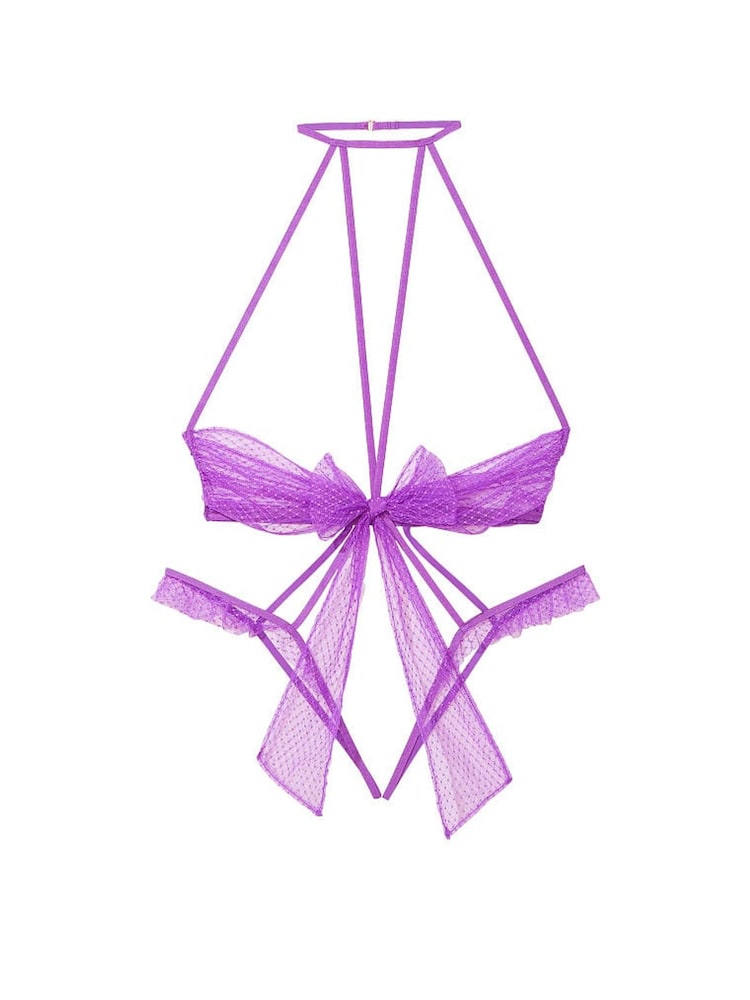 Victoria's Secret Purple Tease Bow Overt Bodysuit - Image 1 of 1 Victoria's Secret Purple Tease Bow Overt Bodysuit - Image 1 of 1