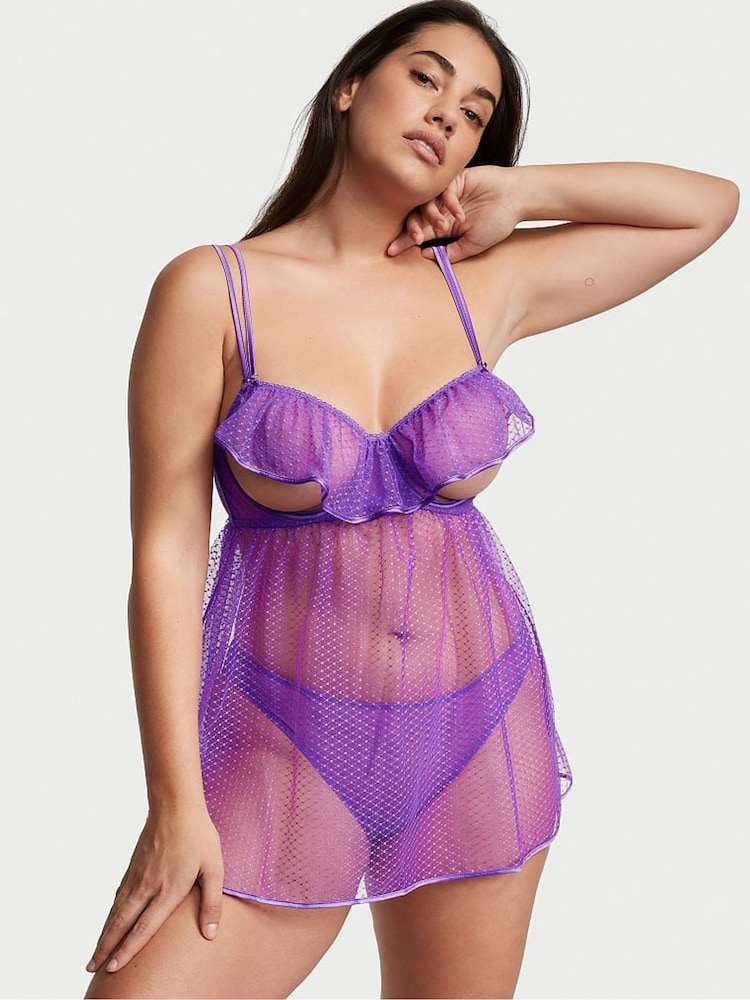 Victoria's Secret Purple Tease Peek-A-Boo Babydoll - Image 1 of 1