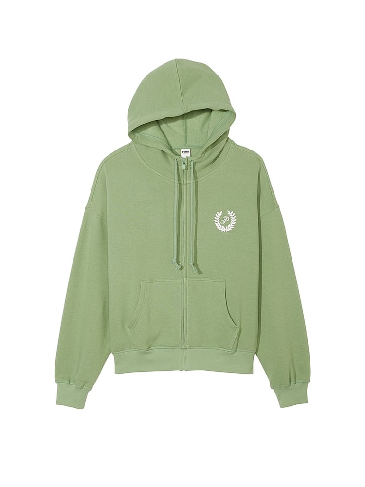 Victoria's Secret PINK Wild Grass Green Fleece Full Zip Hoodie - Image 3 of 3