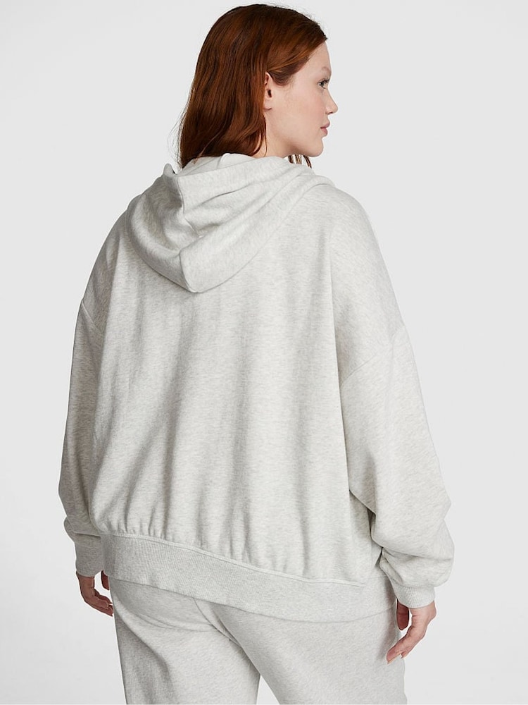 Victoria's Secret PINK Heather Stone Grey Fleece Full Zip Hoodie - Image 2 of 3 Victoria's Secret PINK Heather Stone Grey Fleece Full Zip Hoodie - Image 2 of 3