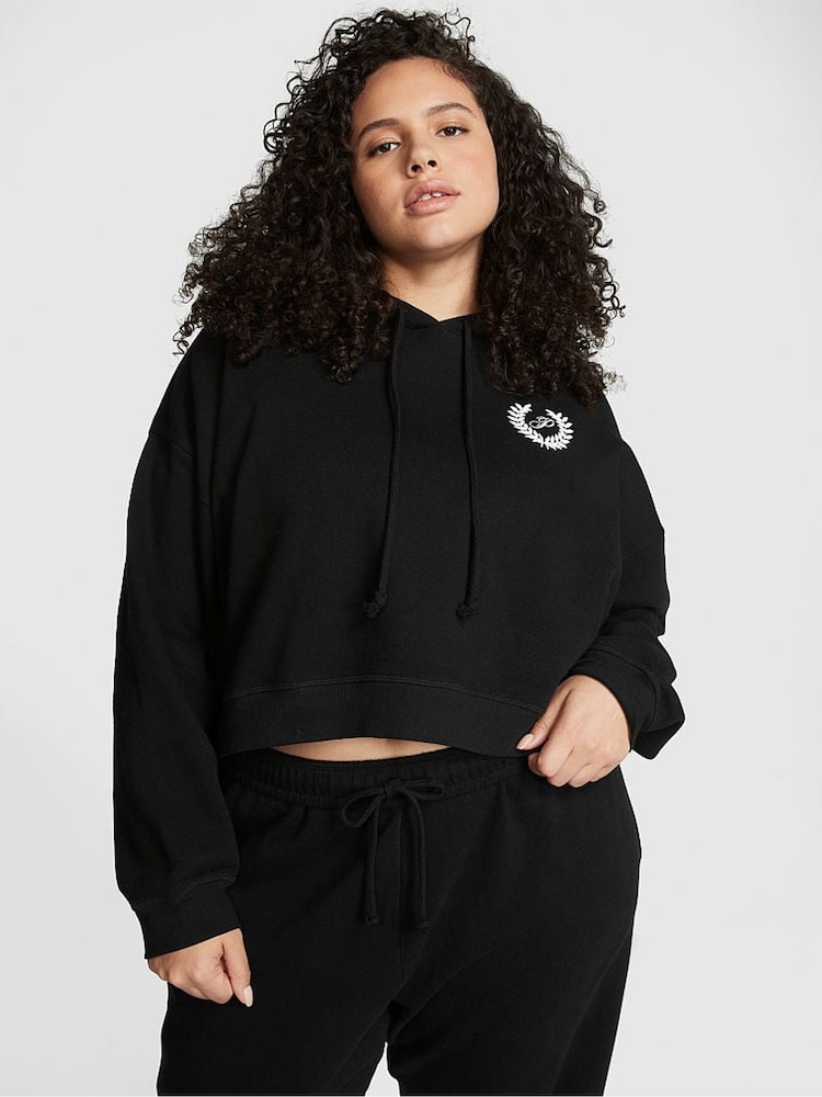 Victoria's Secret PINK Pure Black Cropped Hoodie - Image 1 of 3
