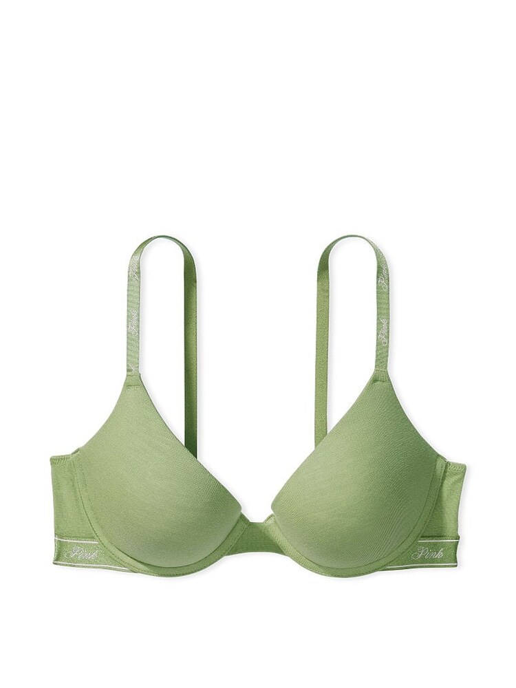 Victoria's Secret PINK Green Wild Grass Push Up Cotton Logo Bra - Image 3 of 3 Victoria's Secret PINK Green Wild Grass Push Up Cotton Logo Bra - Image 3 of 3