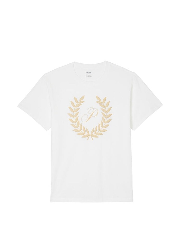 Victoria's Secret PINK Optic White Short Sleeve Oversized Campus T-Shirt - Image 3 of 3 Victoria's Secret PINK Optic White Short Sleeve Oversized Campus T-Shirt - Image 3 of 3