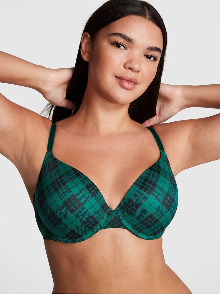 Victoria's Secret PINK Garnet Green Plaid Push Up Bra - Image 1 of 1