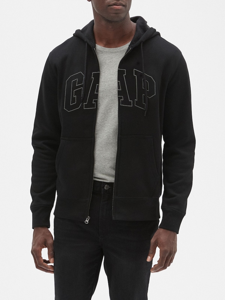 Gap Black Zip Up Arch Logo Hoodie - Image 1 of 3