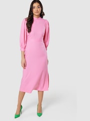 Closet Pink Midi Puff Sleeve Dress - Image 2 of 5