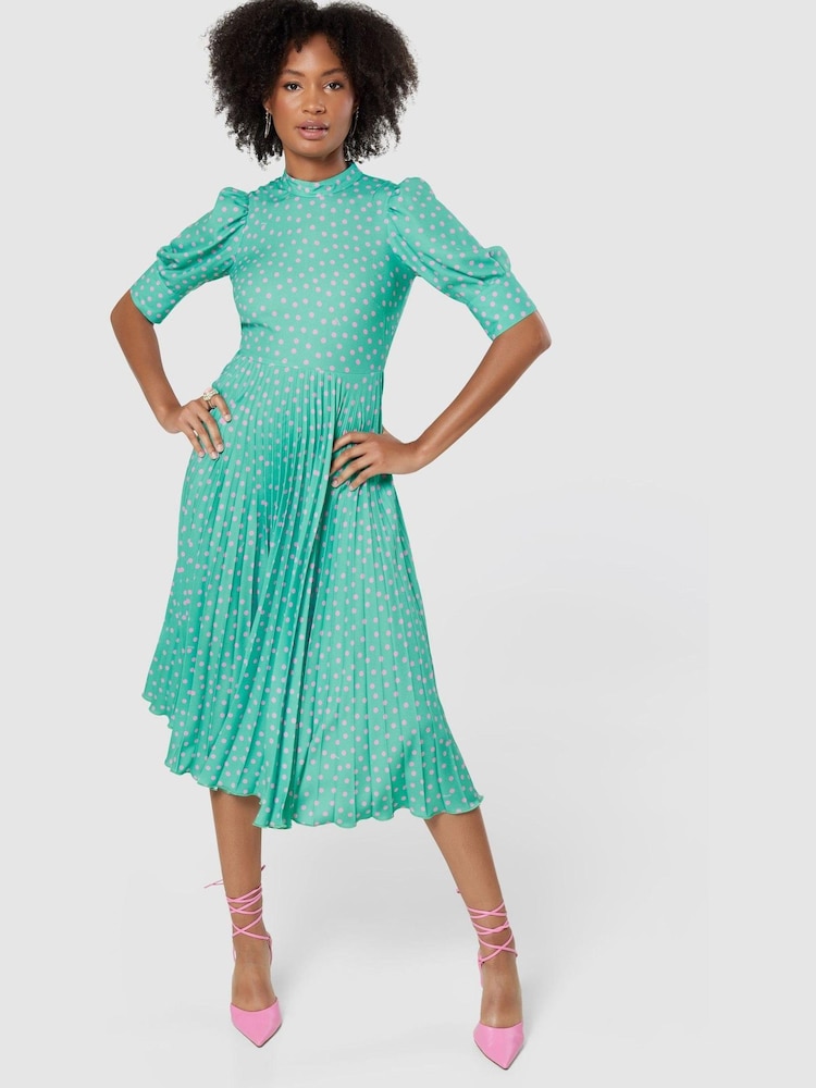 Closet Turquoise Green Pleated Dress - Image 2 of 5
