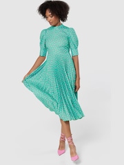 Closet Turquoise Green Pleated Dress - Image 3 of 5
