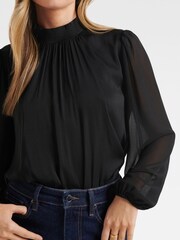 Forever New Black Heidi High Neck Blouse - Image 2 of 4